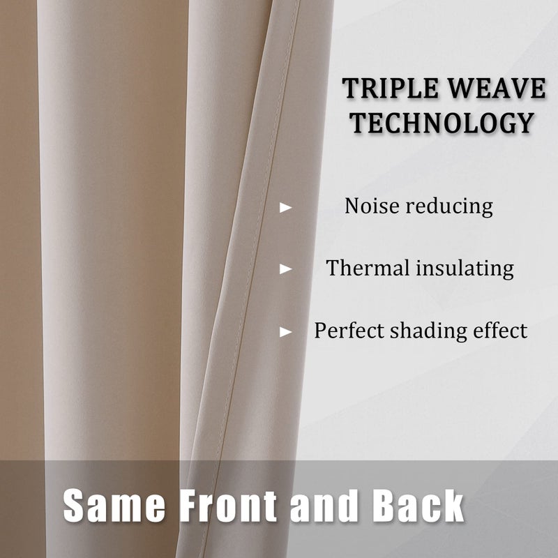 DUALIFE 54 Inch Taupe Blackout Curtains for Bedroom Short Windows Solid Blackout Curtain Panels Thermal Insulated Grommet Top Room Darkening Curtains for Bedroom 38 x 54 Inch Length Light Brown - Image 5