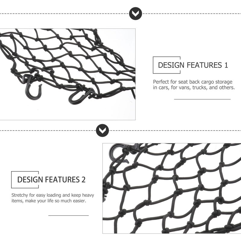 Elastic Cargo Net With 6 Hooks 40cm X 40cm Luggage Organizer For Car Motorcycle - Image 4