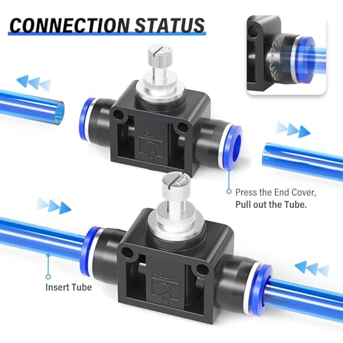 TAILONZ PNEUMATIC Air Flow Control Valve with Push-to-Connect Fitting, in-Line Speed Controller Union Straight - 8MM Tube OD x 8MM Tube OD SCF-8 （Pack of 5） - Image 5