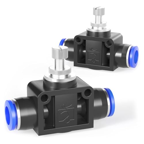 TAILONZ PNEUMATIC Air Flow Control Valve with Push-to-Connect Fitting, in-Line Speed Controller Union Straight - 8MM Tube OD x 8MM Tube OD SCF-8 （Pack of 5） - Image 1
