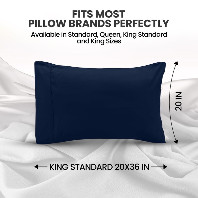 Utopia Bedding Pillow Cases King Standard Size 2-Pack - Soft Brushed Microfiber - Envelope Closure - Perfect for Hospitals, Hotels, Guest Rooms - Oeko-TEX Certified, 20x36 Inches (Navy) - Image 2