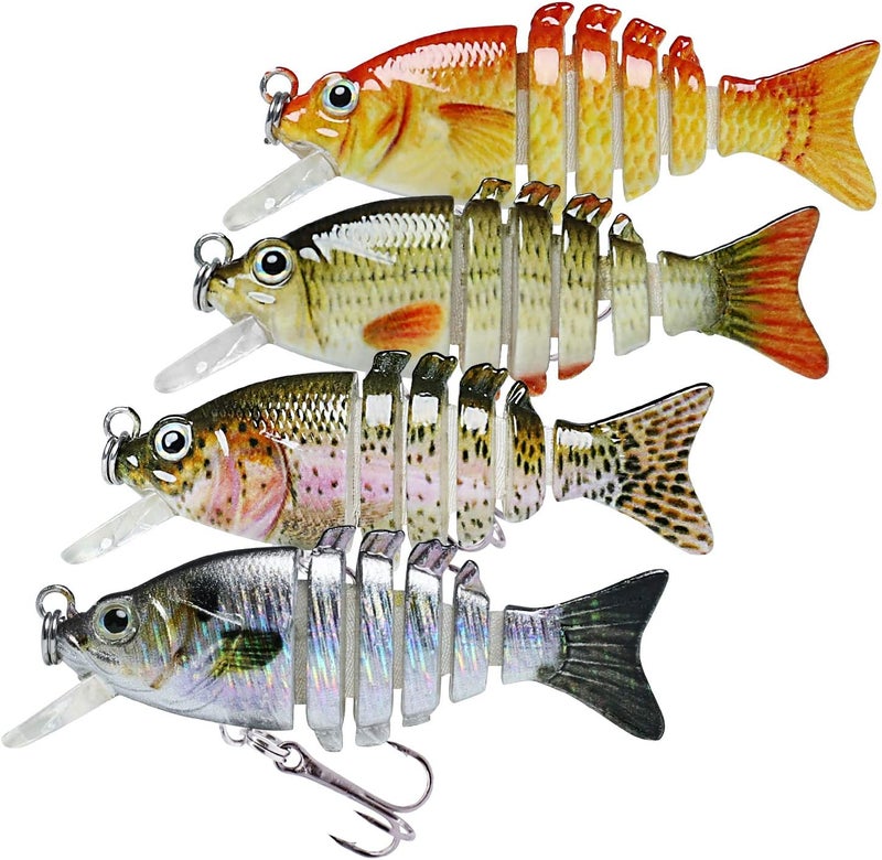 TRUSCEND Easy Catch SwimMax with BKK Hooks, Magic Noisy Wiggling and Vibrating Actions for More Bites, Lifelike Fishing Lures for Bass Trout Walleye Crappie, Strongest Dyneema Fiber Jointed Swimbaits - Image 1