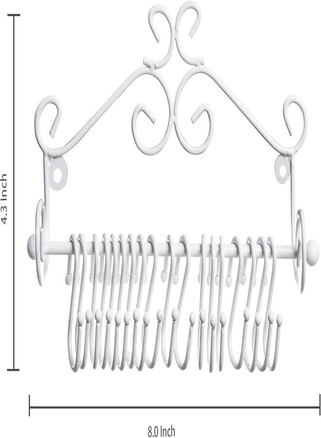 OGFC 57136 Jewelry Organizer - Wall Mounted White Metal Scrollwork Design Necklace Holder Jewelry Display Storage Rack with 20 Hanging S-Hooks - Image 2