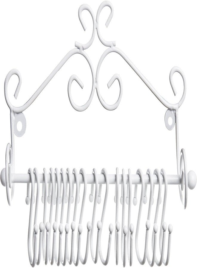 OGFC 57136 Jewelry Organizer - Wall Mounted White Metal Scrollwork Design Necklace Holder Jewelry Display Storage Rack with 20 Hanging S-Hooks - Image 4
