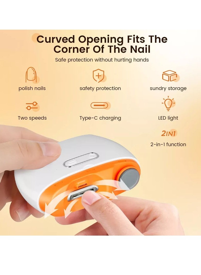 2-in-1 Electric Nail Clipper & Polisher with LED Light - Rechargeable, Portable, and Safe Manicure Machine - pzsku/ZF454568F6AD9F5B687ABZ/45/_/1716305097/18fbdd1f-ce65-4b75-bfe2-762abece5ba9