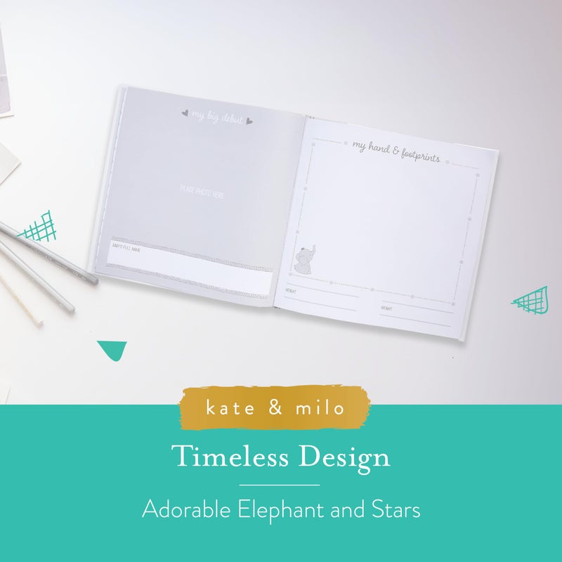 Kate & Milo Babyâ€™s First Year Baby Memory Journal, Gender-Neutral Keepsake, Baby Milestone Memory Book and Photo Album, Perfect for Baby Showers, For New and Expecting Parents, Sky and Elephant - Image 2