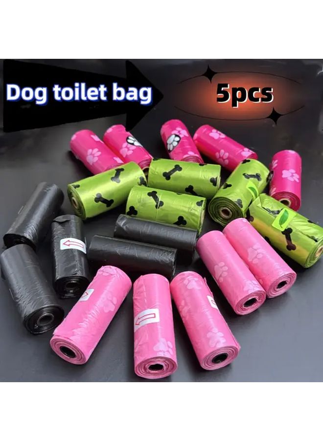 أكياس سميكة ومعطرة لنفايات الكلاب، مزودة بمقابض ومقاومة للتسرب، 5 قطع، النمط أ - Image 1
