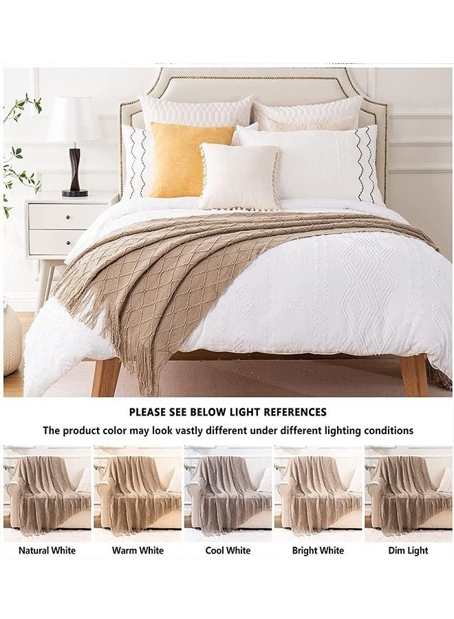 كيلا بطانية ناعمة محبوكة على الطراز الاسكندنافي، أريكة بسيطة، لون كاكي، 127×172 سم - Image 5