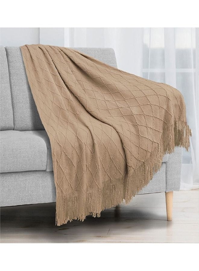 كيلا بطانية ناعمة محبوكة على الطراز الاسكندنافي، أريكة بسيطة، لون كاكي، 127×172 سم - Image 3