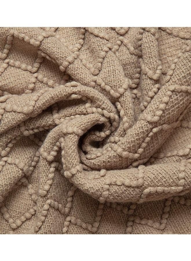 كيلا بطانية ناعمة محبوكة على الطراز الاسكندنافي، أريكة بسيطة، لون كاكي، 127×172 سم - Image 2