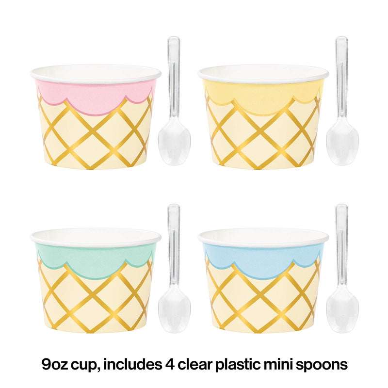 Creative Converting Ice Cream Party Treat Cups with Spoons, 8 ct - Image 2