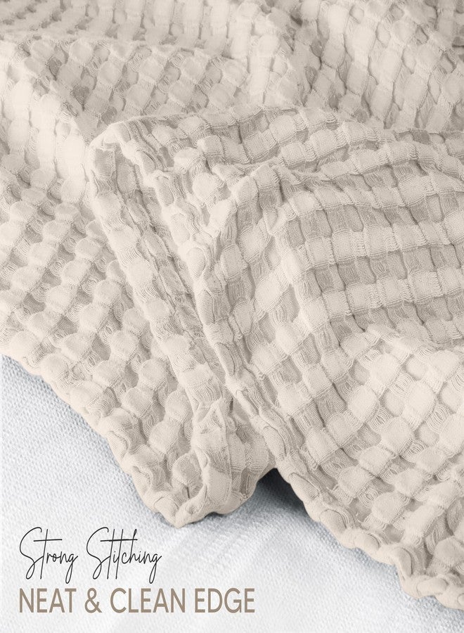 Utopia Bedding Khaki 100% Cotton Waffle Blanket 300 GSM [Throw - 60x50 Inch] Soft Lightweight Breathable Bed Blanket for All Season - Image 3