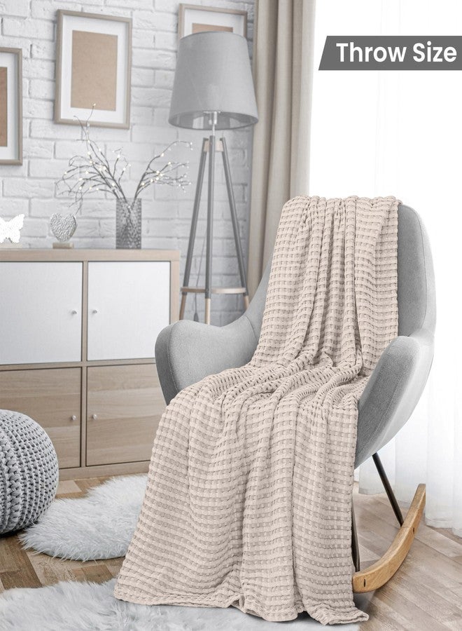 Utopia Bedding Khaki 100% Cotton Waffle Blanket 300 GSM [Throw - 60x50 Inch] Soft Lightweight Breathable Bed Blanket for All Season - Image 2