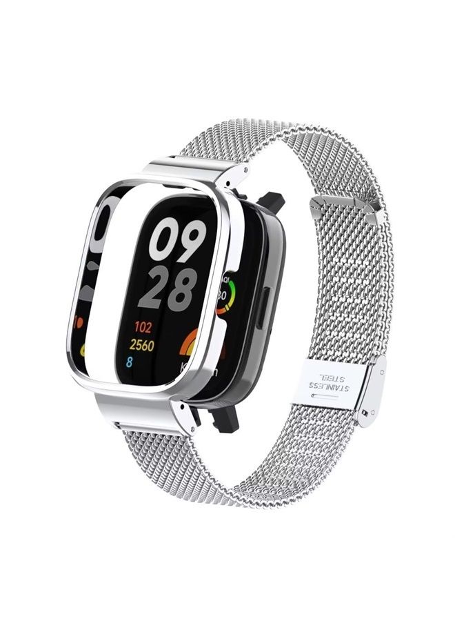 Hopmc For Redmi Watch 3 strap ladies men's Stainless Steel Classic Replacement Straps Band for Redmi Smartwatch 3 (Silver) - Image 1