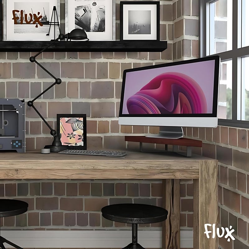 Flux flux Wooden Monitor Stand Monitor Stand Riser Laptop Stand Pc Stand Wooden Made for Corners Material Particle Board Metal 23 Inch Shelf size 45 x 25 x 85 cm Triangular Rustic Red  - Image 3
