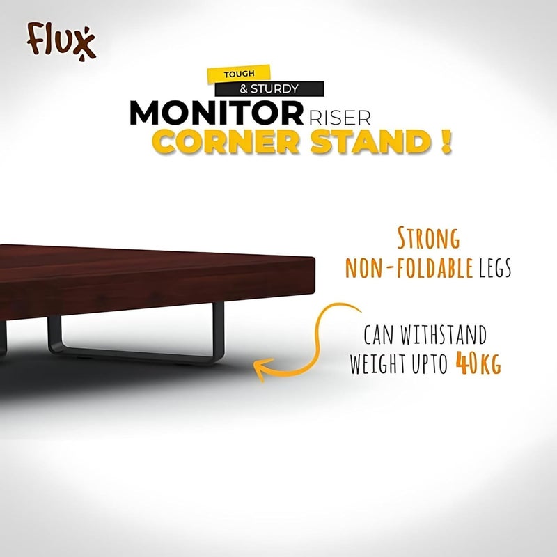 Flux flux Wooden Monitor Stand Monitor Stand Riser Laptop Stand Pc Stand Wooden Made for Corners Material Particle Board Metal 23 Inch Shelf size 45 x 25 x 85 cm Triangular Rustic Red  - Image 5