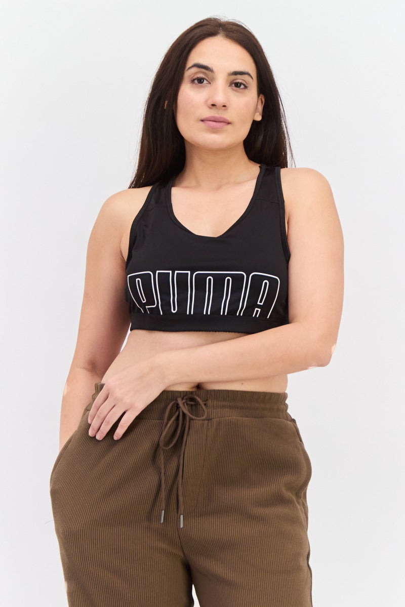 PUMA Women Brand Logo Padded Sports Bra, Black - Image 1