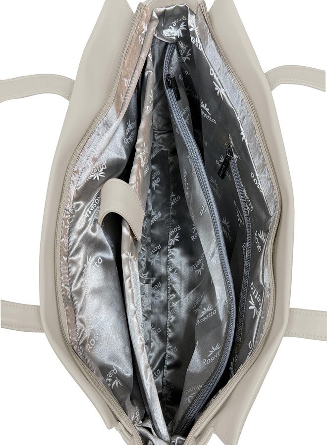 روزيتا مجموعة هدايا روزيتا للعناية بالبشرة الفاخرة مع حقيبة حمل - جل استحمام، لوشن الصبار، جل الوجه بخلاصة النبيذ الأحمر، ملح استحمام بخلاصة الورد، مرطب شفاه بخلاصة الكاكاو - مجموعة تدليل 5 في 1 للنساء - لون أبيض كريمي - Image 5