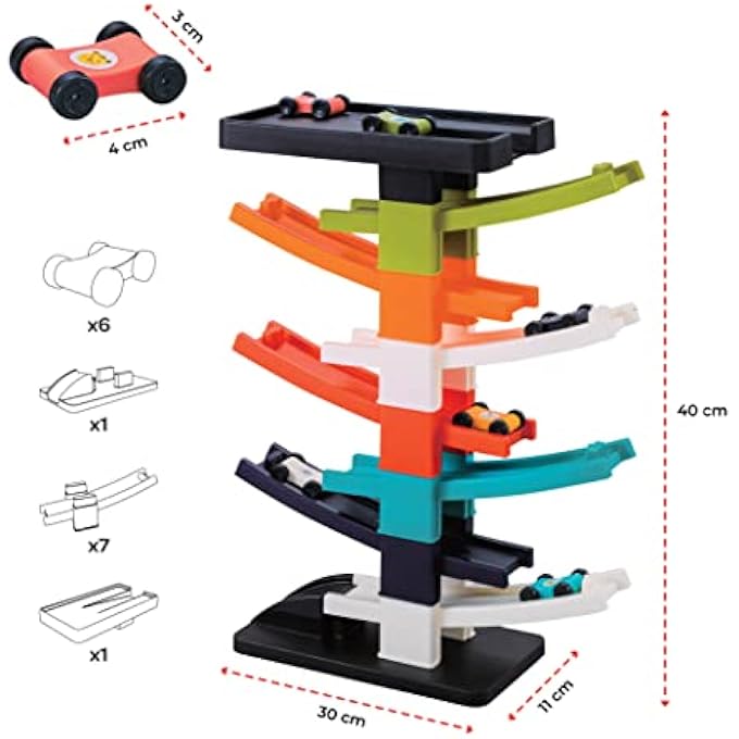 TURBO TOWER CAR RAMP RACER, ADVENTURE TOYS, PRESCHOOL EDUCATIONAL TOY VEHICLE, PARENTCHILD INTERACTIVE TRAIN TOY, RACETRACKS PARKING PLAYSETS FOR 12M+ BOYS GIRLS - Image 4