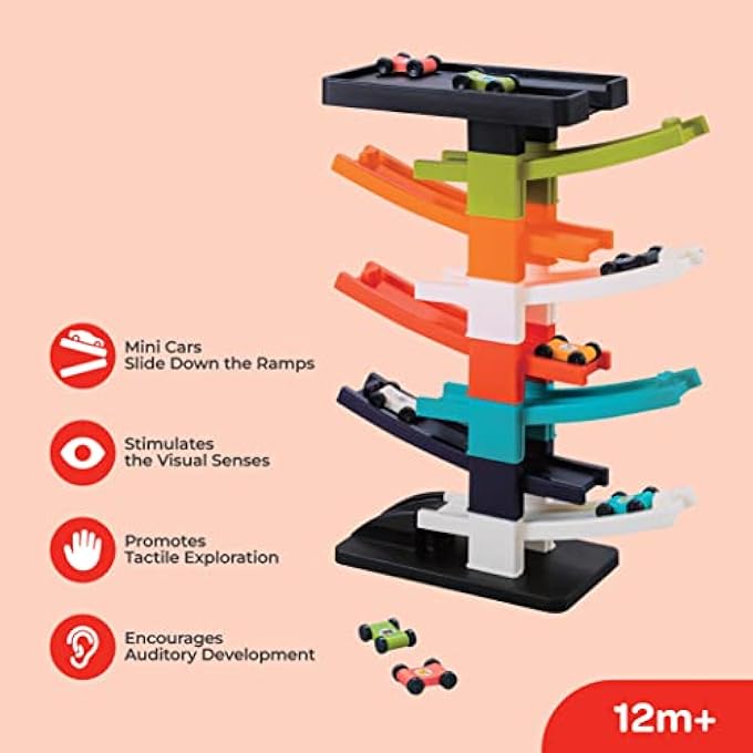 TURBO TOWER CAR RAMP RACER, ADVENTURE TOYS, PRESCHOOL EDUCATIONAL TOY VEHICLE, PARENTCHILD INTERACTIVE TRAIN TOY, RACETRACKS PARKING PLAYSETS FOR 12M+ BOYS GIRLS - Image 2