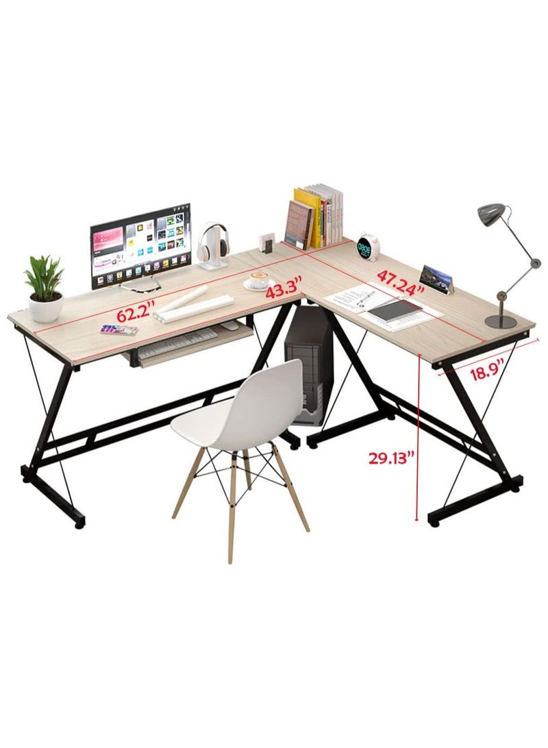 BLOOMING TIME Modern L-Shaped Computer Desk – Sturdy, Stylish, Office Desk with Keyboard Tray - Image 2