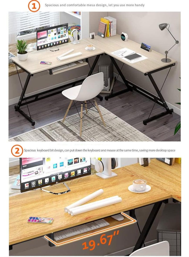 BLOOMING TIME Modern L-Shaped Computer Desk – Sturdy, Stylish, Office Desk with Keyboard Tray - Image 4