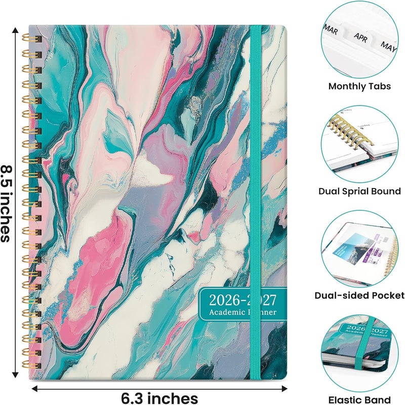ZOTIA Academic Planner 2026–2027, Monthly and Weekly Calendar Planner for Women, July 2026 – June 2027, Pretty Hardcover Planner with Tabs and Pocket for School Office Home Supplies, 6.3" x 8.5" - Violet - Image 4