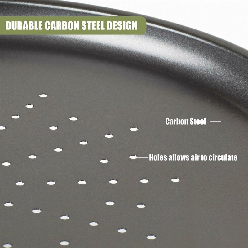 Geezy Non-Stick Pizza Baking Tray, Large 32 cm, Carbon Steel, Fridge, Freezer & Dishwasher Safe (2) - Image 2