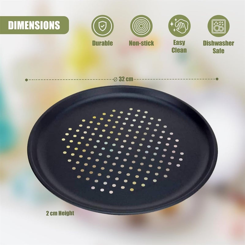 Geezy Non-Stick Pizza Baking Tray, Large 32 cm, Carbon Steel, Fridge, Freezer & Dishwasher Safe (2) - Image 4