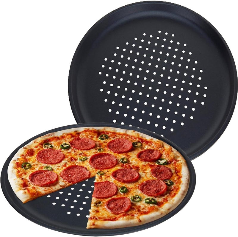 Geezy Non-Stick Pizza Baking Tray, Large 32 cm, Carbon Steel, Fridge, Freezer & Dishwasher Safe (2) - Image 1