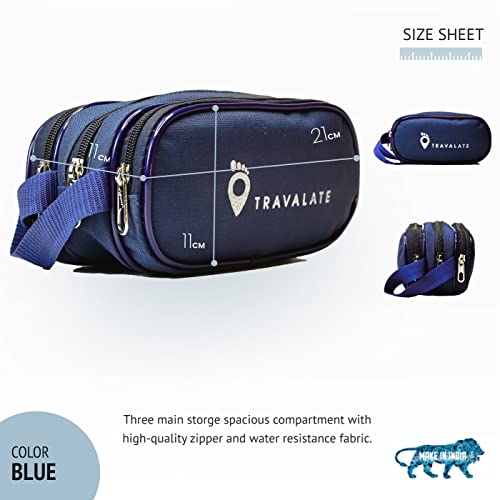 TRAVALATE Polyester Toiletry Bags Bags Makeup Shaving Kit Pouch Aider Rust Polyester Travel Kit Bag With Belt For Men And Women -Blue, 5 cm - Image 2