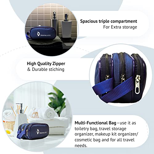 TRAVALATE Polyester Toiletry Bags Bags Makeup Shaving Kit Pouch Aider Rust Polyester Travel Kit Bag With Belt For Men And Women -Blue, 5 cm - Image 4