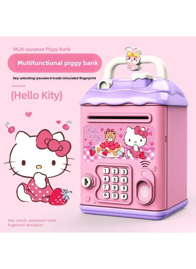 Generic - Can't Get In And Out Of Savings Year Access Children's Boys Piggy Bank Password Box Only Kulomi Girls-Color:Kt Cat [key Unlocking⭐Password Fingerprint⭐Manual Door Opening] Battery Model - Image 1