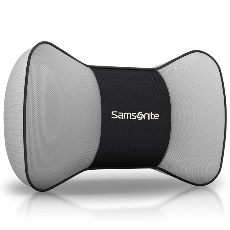 Samsonite Neck Pillow for Car - Ergonomic Memory Foam Headrest Cushion - Car Seat Support for Driving Comfort - Compact Neck Rest - Travel Pillow for Long Road Trip, Grey - Image 1
