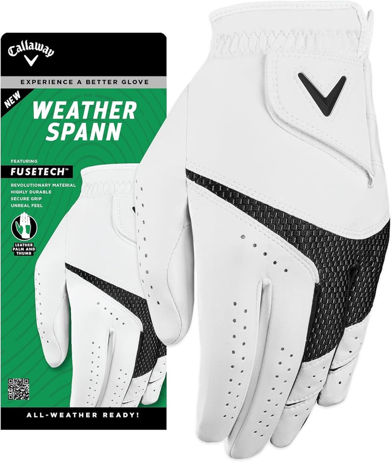 Callaway Weather Spann Golf Glove - Left Hand, Size S, White - Image 1