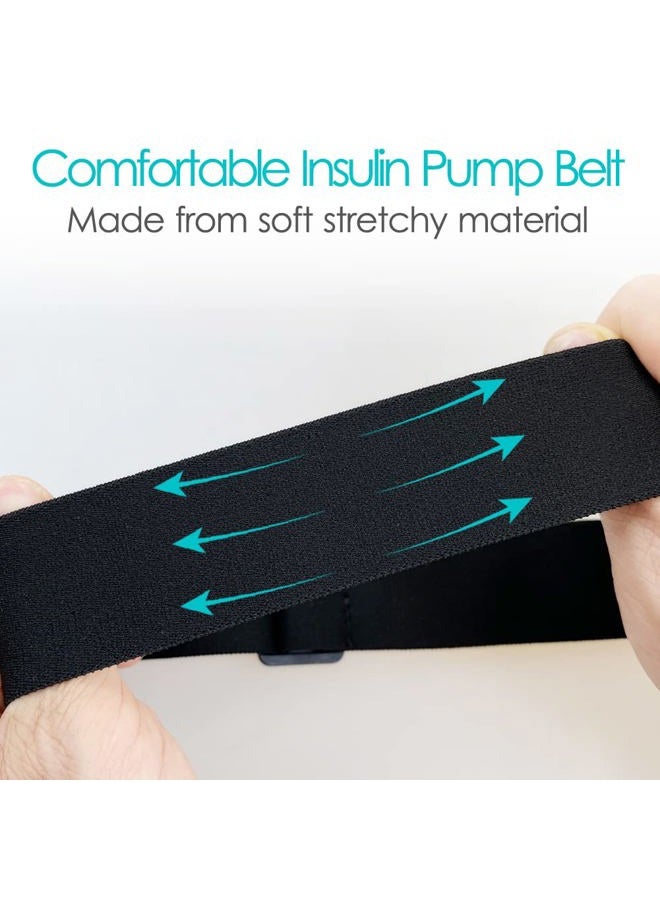 DiaBelt Insulin Pump Belt with Double Slide Zipper Pouch Medical Holder for Diabetic T1D Adjustable Waist Band Accessories Lightweight for Tubing Epipen Men Women Adult Black - Image 4