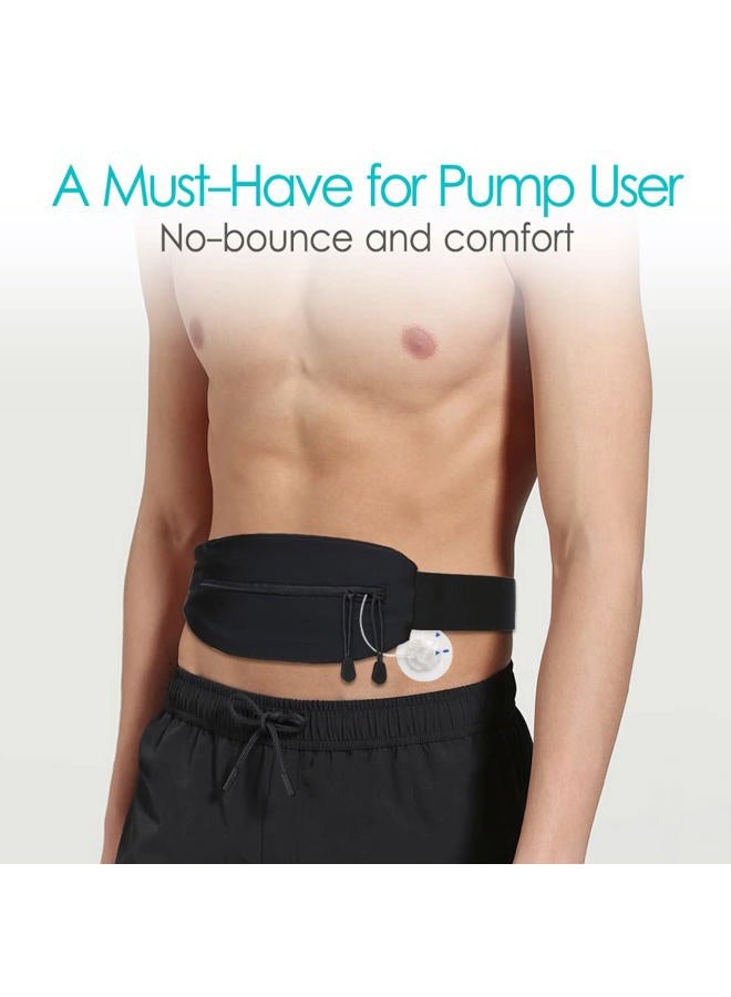 DiaBelt Insulin Pump Belt with Double Slide Zipper Pouch Medical Holder for Diabetic T1D Adjustable Waist Band Accessories Lightweight for Tubing Epipen Men Women Adult Black - Image 3