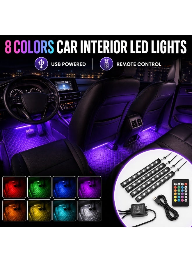 Car LED Interior Ambient Light, RGB Footwell Strip Light, USB Powered, Multi-Mode Music Sync, Decorative Atmosphere Lamp for All Vehicles - Image 1