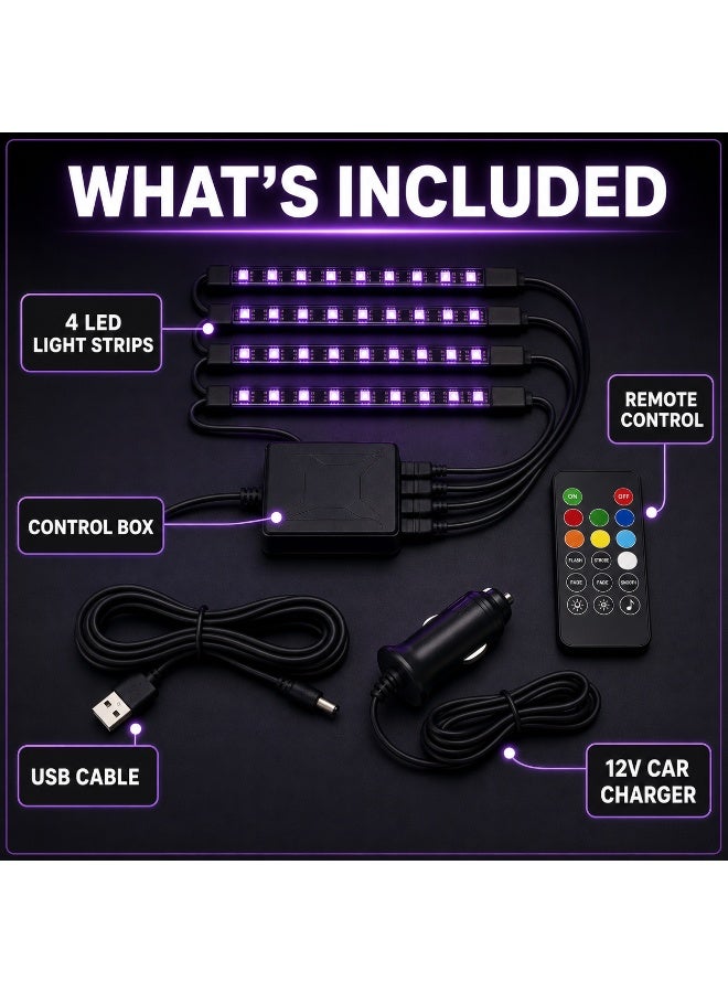 Car LED Interior Ambient Light, RGB Footwell Strip Light, USB Powered, Multi-Mode Music Sync, Decorative Atmosphere Lamp for All Vehicles - Image 4