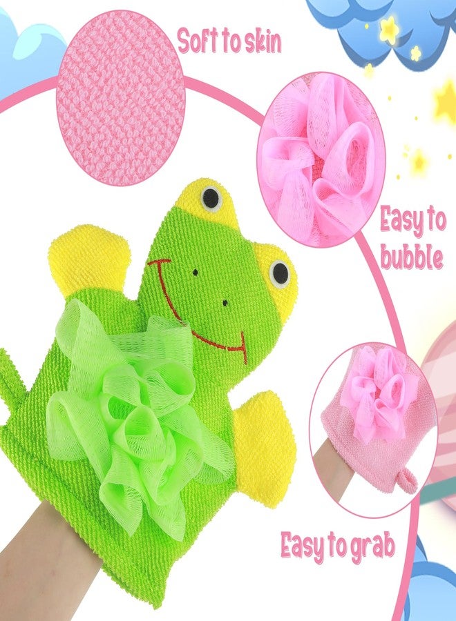 Dimeho Kids Bath Gloves, 4/2pcs Shower Gloves Loofah for Kids Exfoliating BathGlove Body Scrub Glove Exfoliating Scrubber BallEasy to Lather Lovely Animal Colorful Design (4) - Image 3