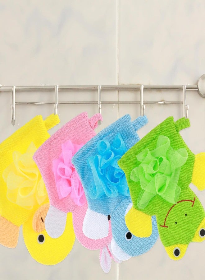 Dimeho Kids Bath Gloves, 4/2pcs Shower Gloves Loofah for Kids Exfoliating BathGlove Body Scrub Glove Exfoliating Scrubber BallEasy to Lather Lovely Animal Colorful Design (4) - Image 5