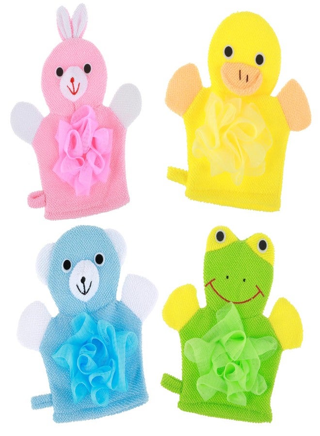 Dimeho Kids Bath Gloves, 4/2pcs Shower Gloves Loofah for Kids Exfoliating BathGlove Body Scrub Glove Exfoliating Scrubber BallEasy to Lather Lovely Animal Colorful Design (4) - Image 1