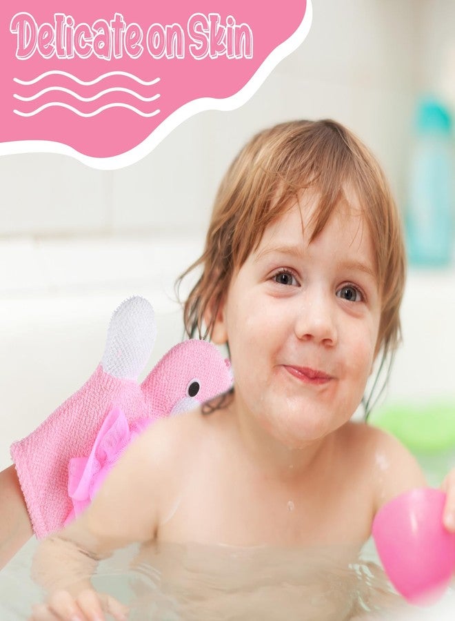 Dimeho Kids Bath Gloves, 4/2pcs Shower Gloves Loofah for Kids Exfoliating BathGlove Body Scrub Glove Exfoliating Scrubber BallEasy to Lather Lovely Animal Colorful Design (4) - Image 2