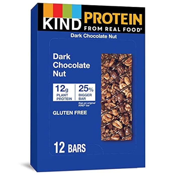 KIND Protein Snack Bar, Dark Chocolate Nut, Healthy Snacks, Gluten Free, 12g Plant Protein, 12 Count - Image 1