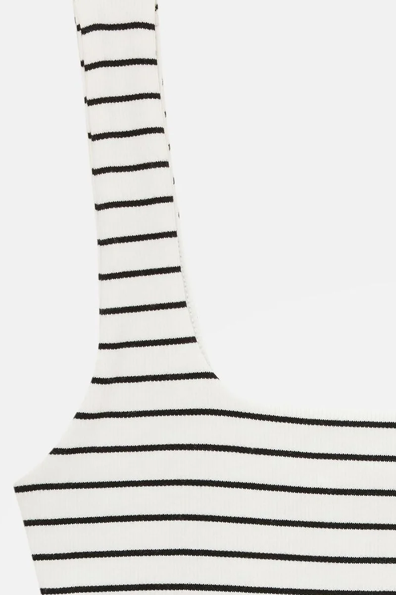 Dilvin White DILVIN Striped Ribbed Sleeveless Cami Blouse for Women | Best Price UAE
