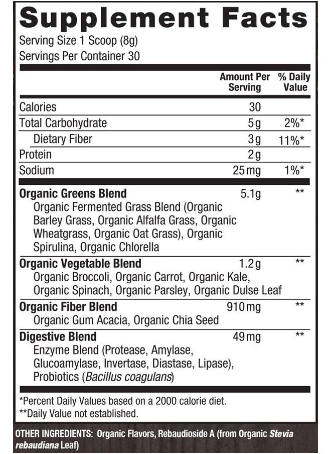 sotru - PlantFusion Alkalizing Super Greens Powder - Fermented Greens Superfood Powder Blend with Digestive Enzymes Probiotics & Prebiotic Fiber - Organic, Non-GMO, Vegan, Gluten-Free - 8.46 oz 30 Servings - Image 1