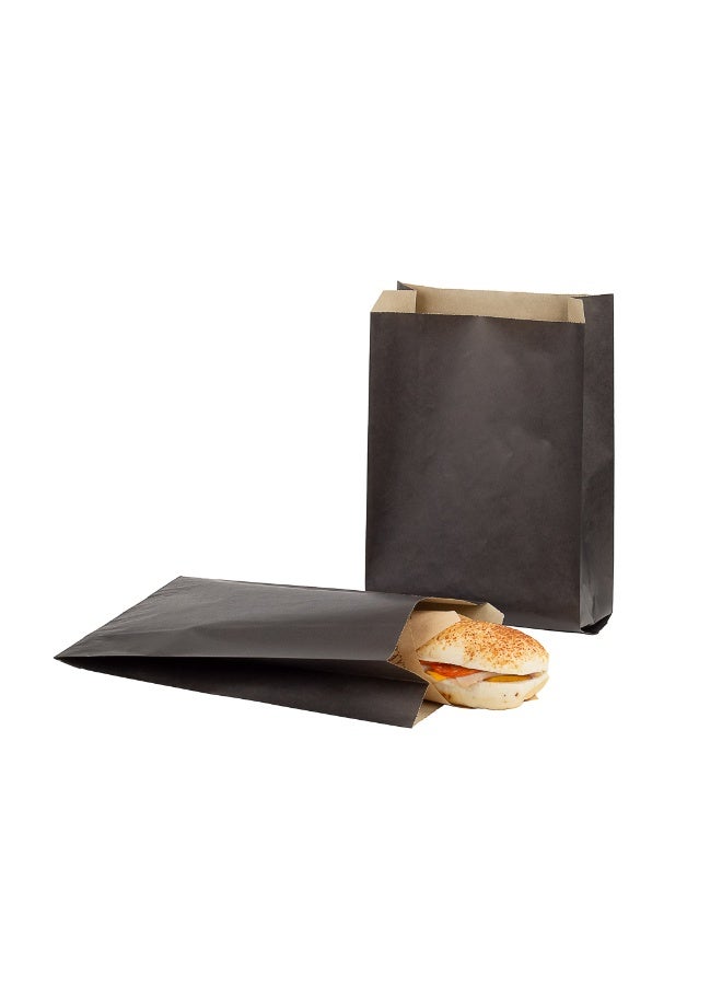 Restaurantware أكياس ورقية بحجم 7" × 3" × 11" للوجبات الخفيفة، 100 كيس بطاطس مقلية قابلة للاستخدام مرة واحدة - مقاومة للدهون، للبوب كورن، البسكويت، البطاطس المقلية، وأكثر، أكياس خفيفة من ورق كرافت أسود - Image 2