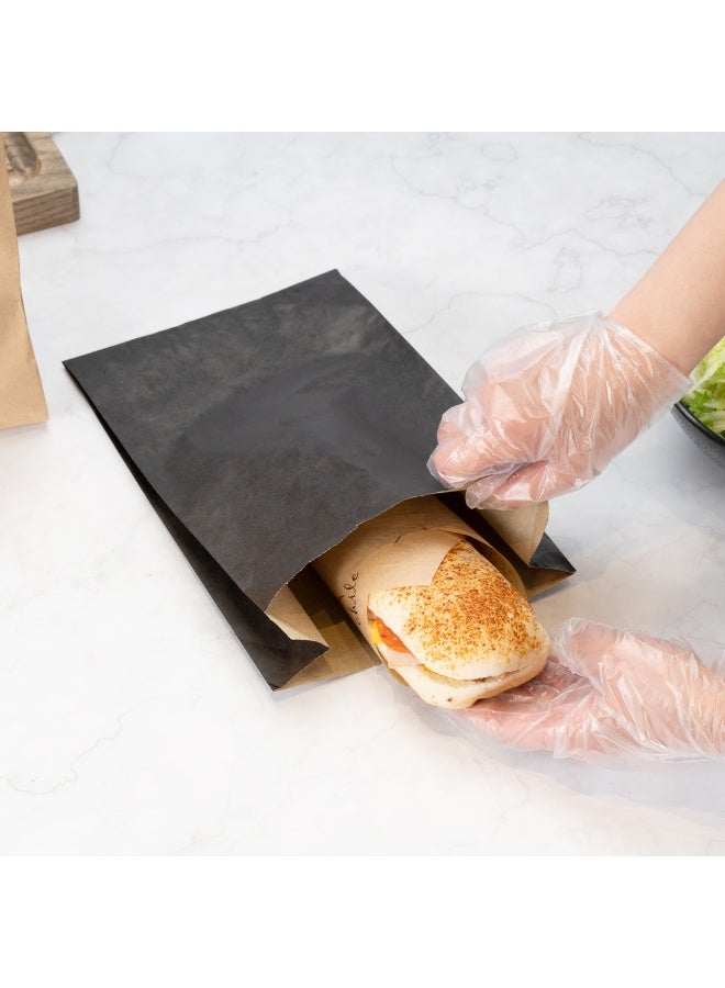 Restaurantware أكياس ورقية بحجم 7" × 3" × 11" للوجبات الخفيفة، 100 كيس بطاطس مقلية قابلة للاستخدام مرة واحدة - مقاومة للدهون، للبوب كورن، البسكويت، البطاطس المقلية، وأكثر، أكياس خفيفة من ورق كرافت أسود - Image 4
