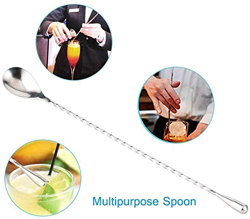 Incrizma Bar Spoon Cocktail Mixing Spoon,12'' Long Stainless Steel Cocktail Stirrers, Easy to Clean, Great for Professional and Home, Practical Gift for Drink Mixing Lovers (Silver, Pack of 2, 31 cm) - Image 4