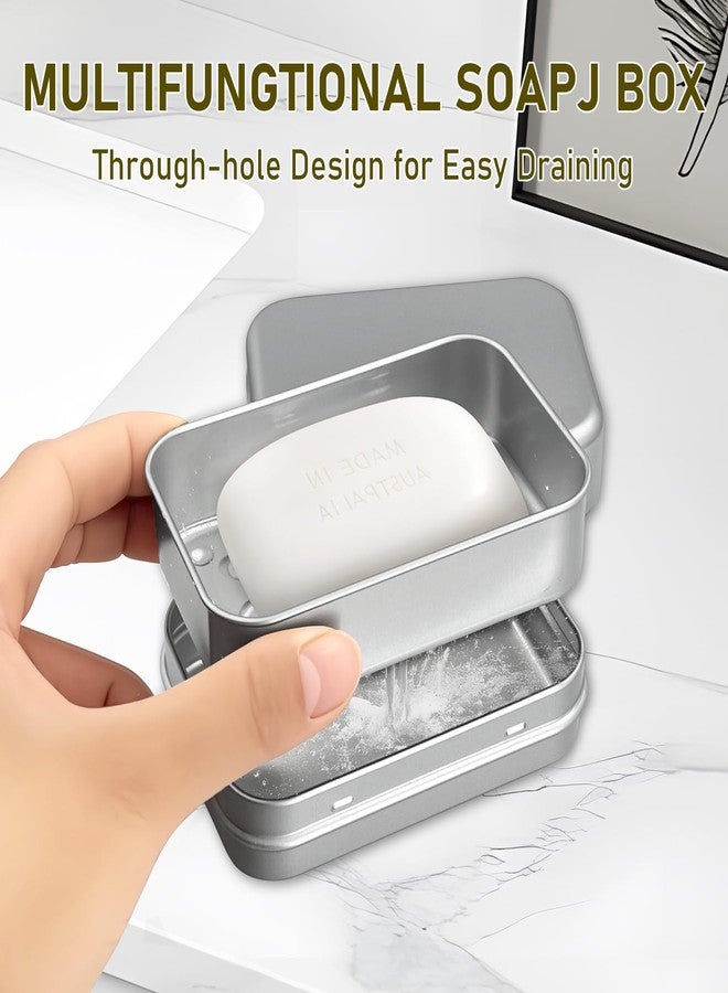 EQUNROY 2PCS Aluminum Travel Soap Case with Lid & 2 Cotton Soap Bags, Self Draining Metal Soap Holder, Moisture Resistant Portable Soap Container for Home and Travel Accessories - Image 5